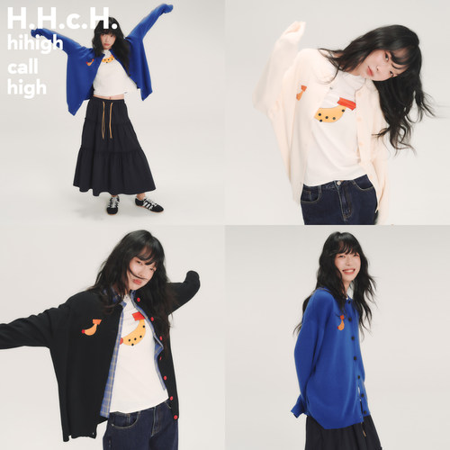 HHCH口海 AW26 手绘香蕉绣花羊毛混纺宽松针织开衫毛衣小外套