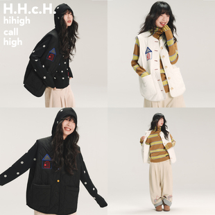HHCH口海 彩色房子贴布立体撞色绣花薄棉服马甲小外套 AW25
