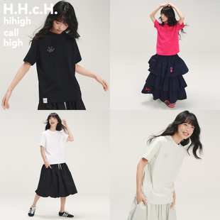 HHCH口海 SS26 lucky标软软小狗爪绣花圆领宽松多色短袖T恤