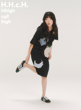 HHCH口海 25SS 水果图案格纹撞色贴布绣直筒宽松短袖T恤连衣裙