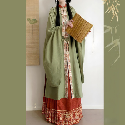 汉服女明制立领对襟长衫晚明