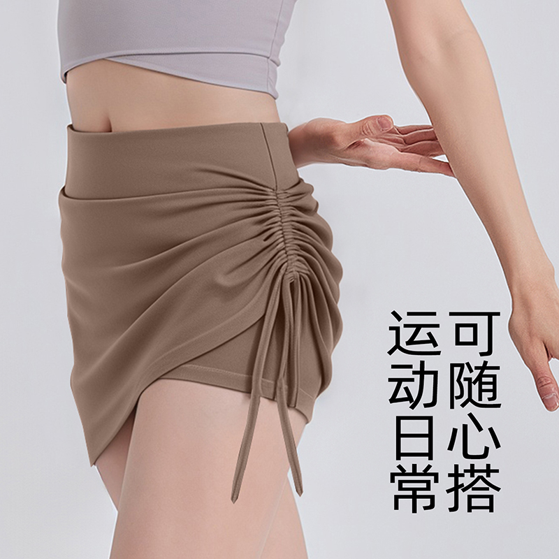 viva短裙瑜珈服女2025新款运动裤裙高腰瑜伽裙内衬黄色跑步健身裤