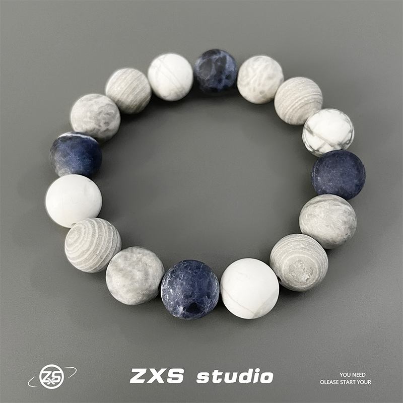 唯你是青山灰纹石手串