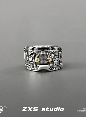 宽版发财饕餮戒指男潮