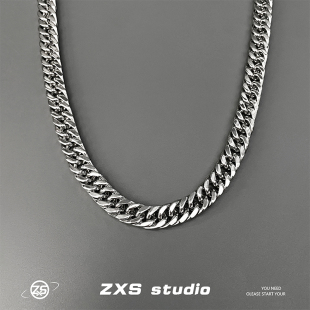 项链男女ins个性 hop欧美钛钢宽版 潮酷嘻哈简约粗链子 hip Street