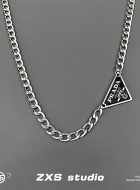 zxs潮人黑色几何三角女男ins项链