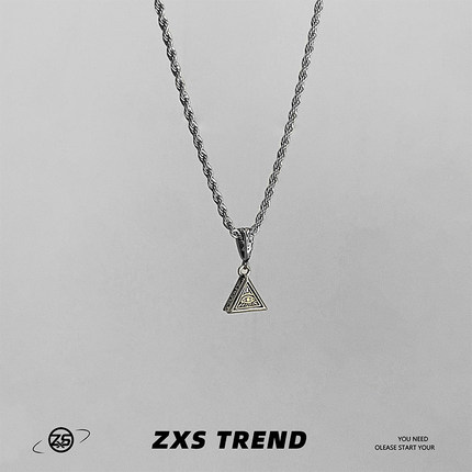 ZXS上帝之眼几何项链男潮小众ins街头嘻哈复古做旧高级感吊坠配饰