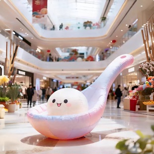 2026新年彩色勺子汤圆气模春节商场景区商业街过年活动氛围布置