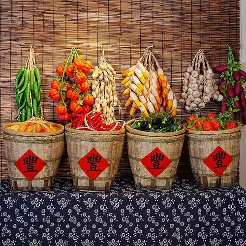 竹编簸箕复古墙挂丰收节装饰