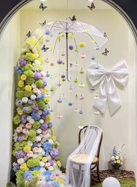 春季莫奈花园玫瑰伞墙角门橱窗