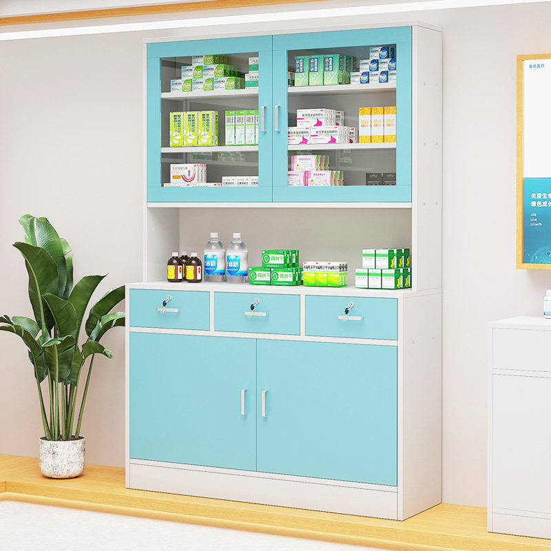西药柜诊所医用木质药店展示柜子治疗室处置台医院药品配药柜货架怎么看?