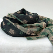 日系复古格子双面全棉围巾女百搭防晒护颈窄小围巾轻薄长条小丝巾