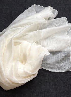 草木染手绘白胚布丝巾