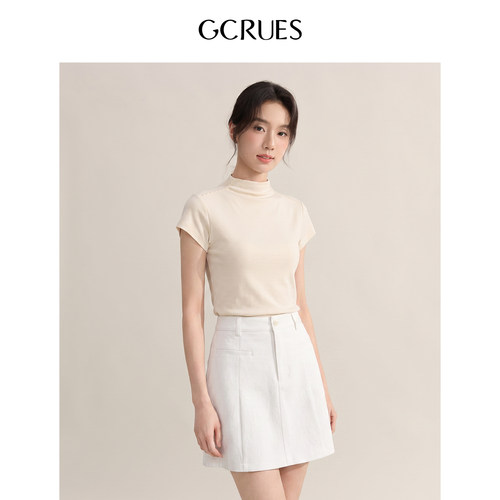 GCRUES修身小飞袖半高领针织衫女