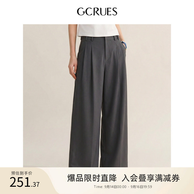 GCRUES灰色直筒西装裤女秋季百图片