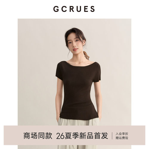 GCRUES简约设计感短袖t恤女夏季