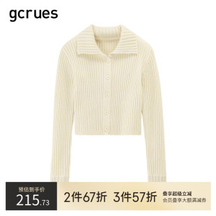 gcrues韩版 秋冬 时尚 翻领毛衣女高级软糯设计感小众上衣2025年新款