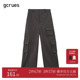 工装 裤 女春秋2025新款 gcrues黑色美式 高腰阔腿宽松休闲速干多袋裤