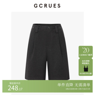 外穿 GCRUES商场同款 裤 女秋冬直筒西装 G11D02A0452 毛呢五分裤