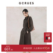 风衣外套女休闲宽松大衣 GCRUES商场同款 复古气质长款 G08Q05A1762