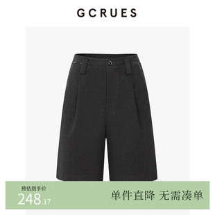 裤 GCRUES商场同款 毛呢五分裤 女秋冬直筒西装 G11D02A0452 外穿