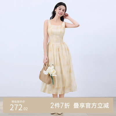 GCRUES法式收腰无袖连衣裙女夏季