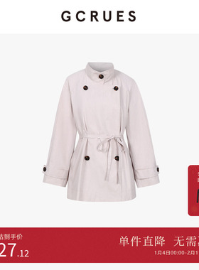 GCRUES商场同款休闲短裤风衣外套女2025气质秋装上衣 G07Q05A1162
