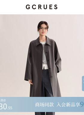 GCRUES商场同款春季中长款风衣外套女复古休闲上衣 G01C05A0572