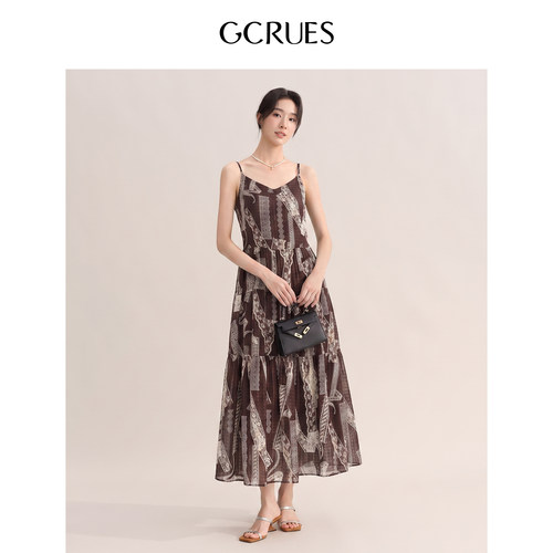 GCRUES波西风蕾丝吊带连衣裙女