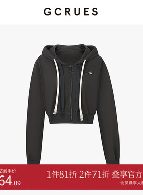 GCRUES商场同款秋季新款韩版宽松短款连帽卫衣外套 G08Q05A2242C