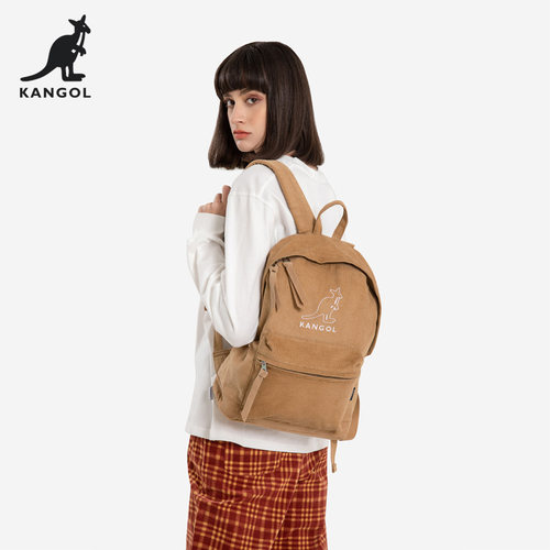 kangol灯芯绒拉链休闲双肩包