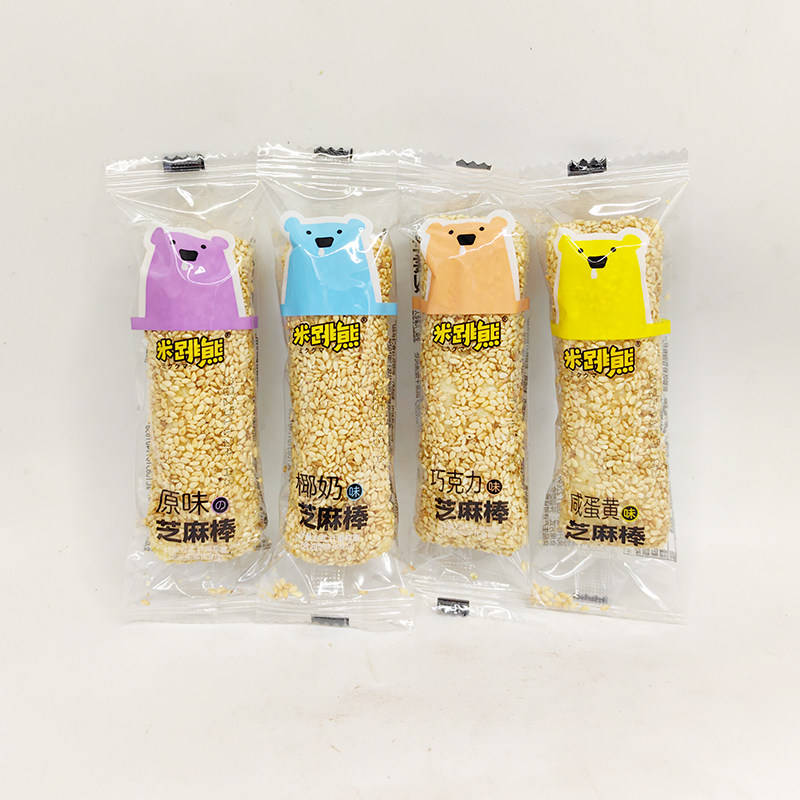 米跳熊芝麻棒原味椰奶味巧克力味咸蛋黄味课间追剧休闲零食小吃