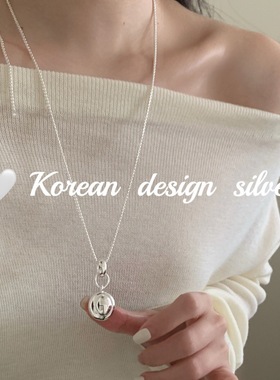 韩国ins风博主推荐银饰 S925纯重工椭圆凸面项链高级感小众设计感