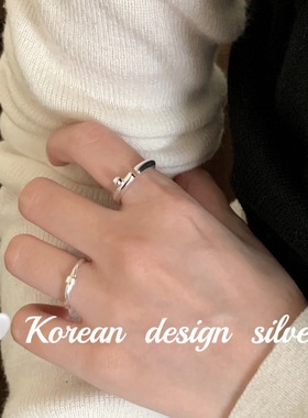 韩版小众冷淡风银饰品 S925纯银简约圆珠戒指小众设计高级感叠戴