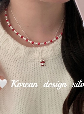 韩国秋冬新款轻奢高级感银饰 S925纯银气质苹果锆石珍珠耳钉圣诞