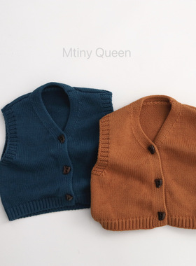 Mtinyqueen/棉混纺 春秋儿童毛衣马甲开衫洋气男女宝针织外套森系
