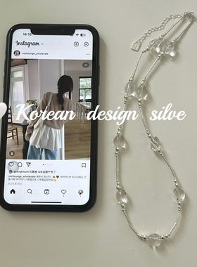 韩国ins风手工设计饰品 S925纯银 精致白水晶项链 气质高级感女