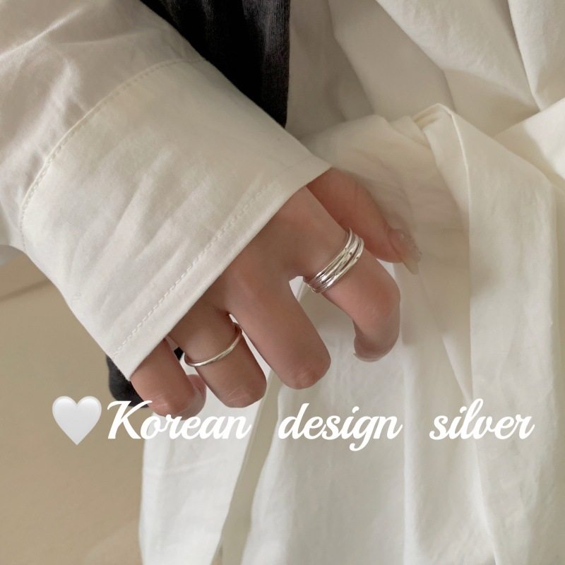 日系韩版ins风设计银饰品 S925纯银三层线条戒指开口可调节指环女,饰品/流行首饰/时尚饰品新,戒指/指环,淘宝优惠券,粉丝福利购,淘宝优惠卷