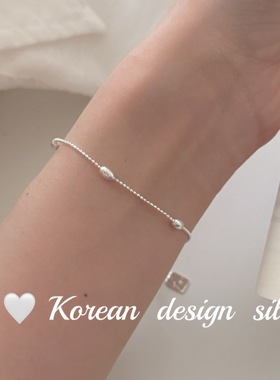 韩国南大门性冷淡风饰品 S925纯银椭圆珠珠拼接项链高级感女叠戴