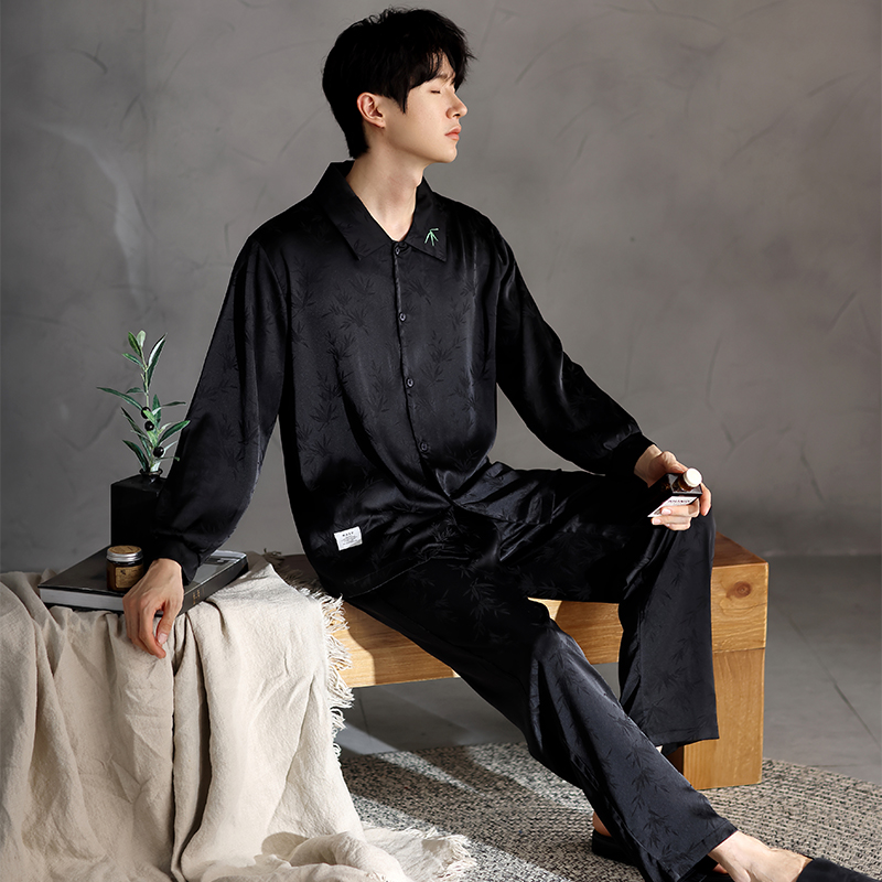 2025新款冰丝男款睡衣长袖春夏季