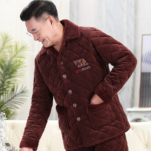 冬季加厚加绒保暖家居服套装