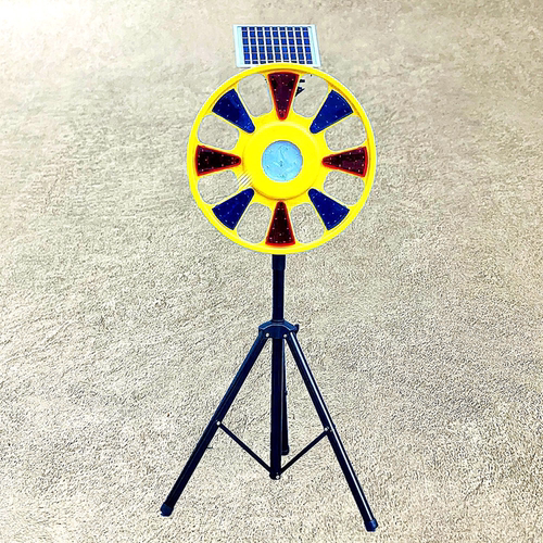 太阳能充电回转灯转盘红蓝圆盘灯