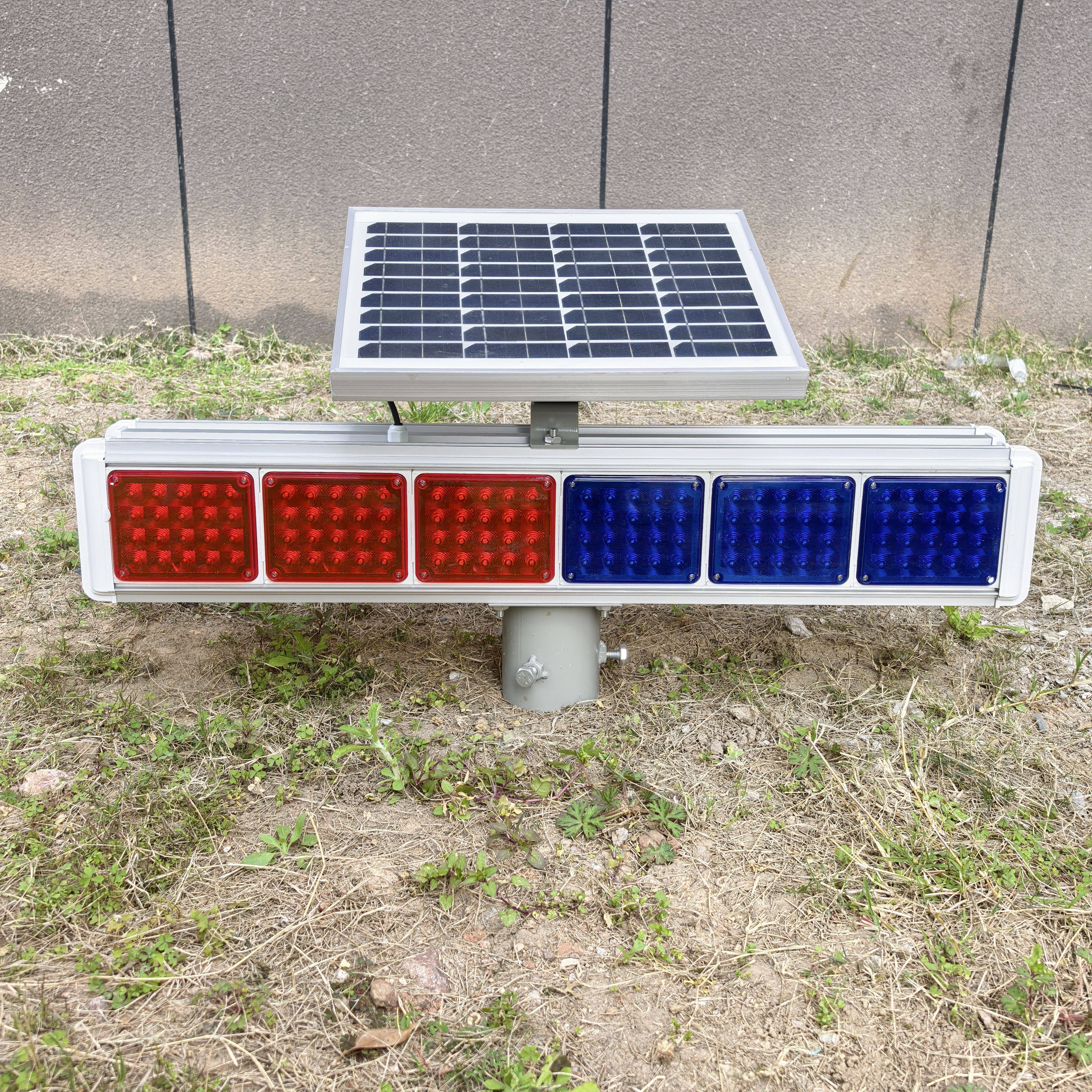 太阳能爆闪灯高速公路用频闪红蓝6格双面警示灯LED强光超亮安全灯