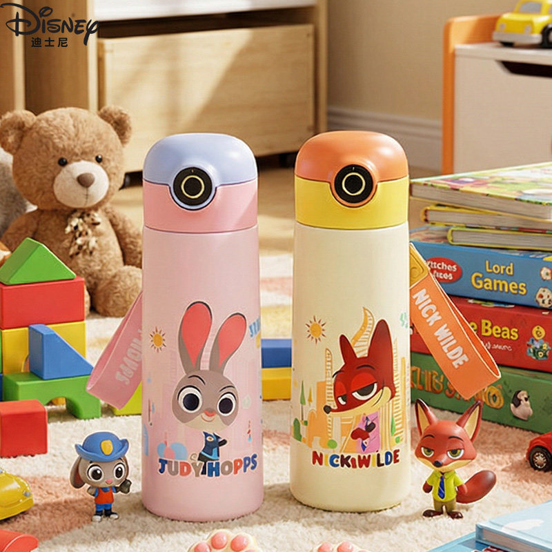 迪士尼儿童指纹锁保温杯智能水杯学生上学专用水壶男女孩吸管杯子