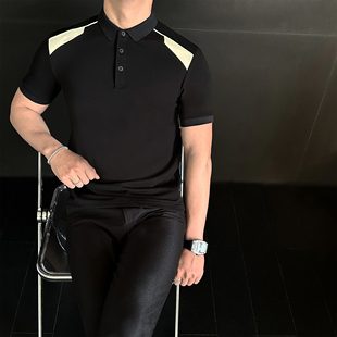 男士 修身 小领polo衫 英伦休闲痞帅高端保罗衫 夏季 2025新款 撞色短袖