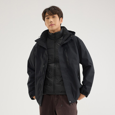 新款两件套硬壳冲锋衣男款三合一羽绒内胆防风防水加厚冬季外套女