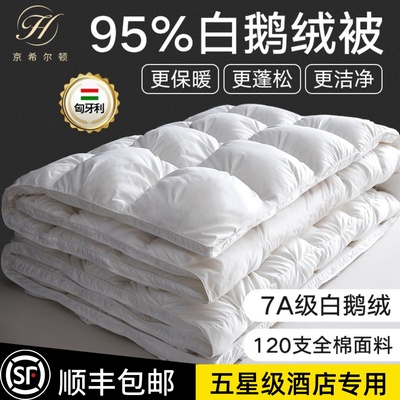 五星级酒店京希尔顿95白鹅绒冬被羽绒春秋被子家用加厚暖学生被芯
