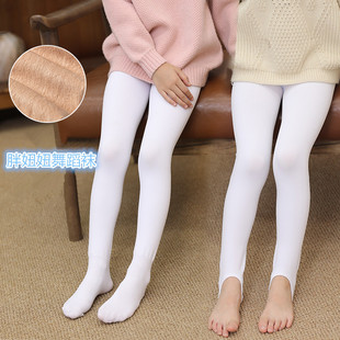 加肥加大码儿童舞蹈袜胖女童白色连裤袜大PP秋冬加绒高弹打底