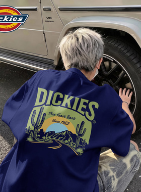 Dickies短袖T恤男蓝色重磅青少年百搭上衣2026新款夏季美式半袖男