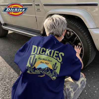 Dickies短袖T恤男蓝色重磅青少年百搭上衣2026新款夏季美式半袖男